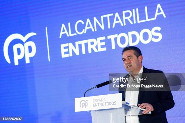 The mayor of Alcantarilla, Joaquin Buendia, speaks at a presentation ceremony on February 3 in Alcantarilla, Murcia, Region of Murcia, Spain. Buendia...