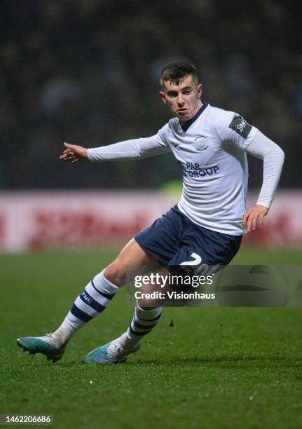 Ben Woodburn of Preston North End in action during the FA Cup fourth round match between Preston North End and Tottenham Hotspur at Deepdale on...