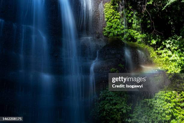 the rainbow on the waterfalls - isogawyi stock pictures, royalty-free photos & images