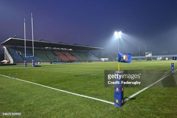 General view inside the stadium during the U20 Six Nations Rugby match between Italy and France at Stadio comunale di Monigo on February 03, 2023 in...