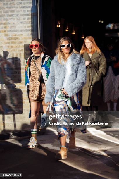 Guest walking out of Munthe during the Copenhagen Fashion Week Autumn/Winter 2023 on February 02, 2023 in Copenhagen, Denmark.