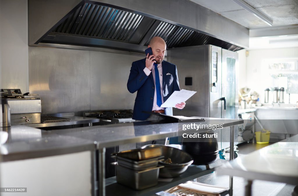 Estate agent calling restaurant client
