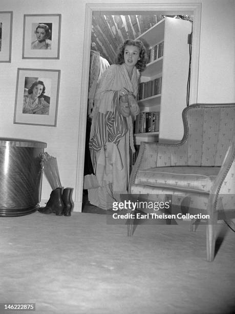 Actress and singer Judy Garland in her MGM dressing room circa 1940 in Los Angeles, California.