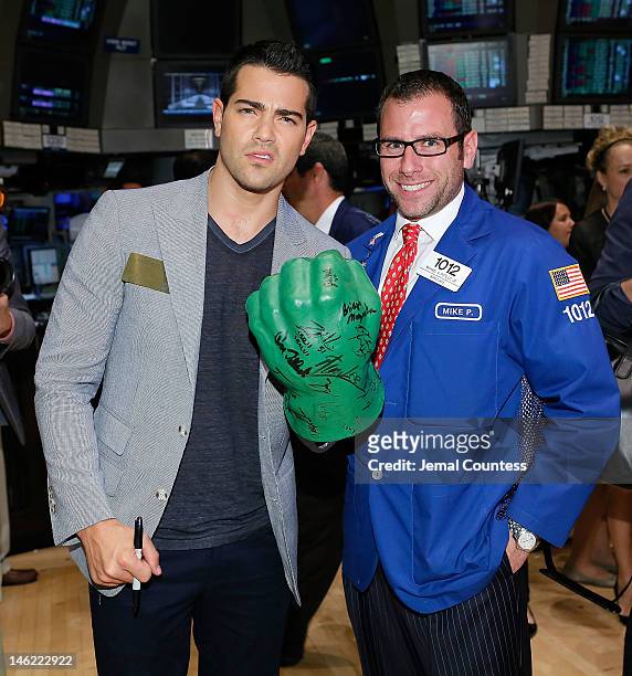 Actor Jesse Metcalfe on the exchange floor during a visit to The New York Stock Exchange on June 12, 2012 in New York City.