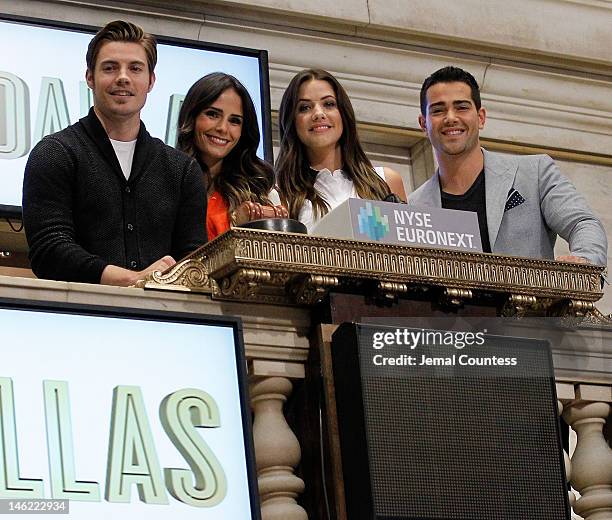 The Cast Of The New Series "Dallas", actors Josh Henderson, Jordana Brewster, Julie Gonzalo and Jesse Metcalfe Visit The New York Stock Exchange at...