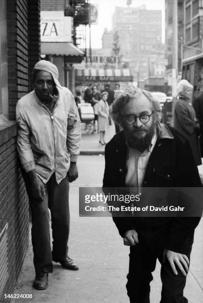 Ethnomusicologist, filmmaker and painter Harry Smith poses for a portrait with musician Harmonica Slim on September 28, 1965 in Greenwich Village,...