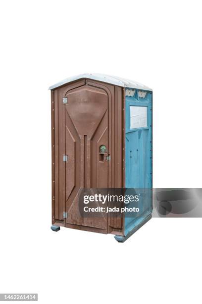 detached image of mobile toilet for outdoor use - outhouse stock pictures, royalty-free photos & images