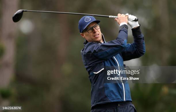 Ben Crane of the United States plays his shot from the seventh tee during the second round of the AT&T Pebble Beach Pro-Am at Spyglass Hill Golf...