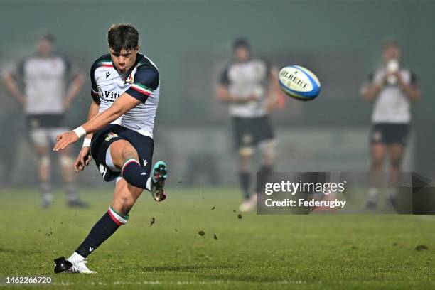 Giovanni Sante of Italy during the U20 Six Nations Rugby match between Italy and France at Stadio comunale di Monigo on February 03, 2023 in Treviso,...