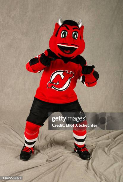 Devil of the New Jersey Devils poses for a portrait at Bahia Mar Hotel on February 03, 2023 in Ft. Lauderdale, Florida.