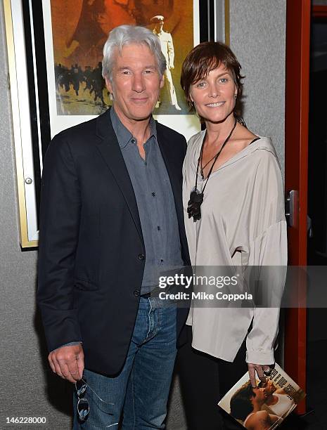 Actor Richard Gere and Carey Lowell attend the AMPAS screening of "An Officer And A Gentleman" in celebration of Paramount Pictures 100th Anniversary...