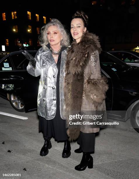 Singer-songwriter Debbie Harry and actress Debi Mazar are seen leaving Marc Jacobs Runway Show 2023 at the Park Avenue Armory on February 02, 2023 in...