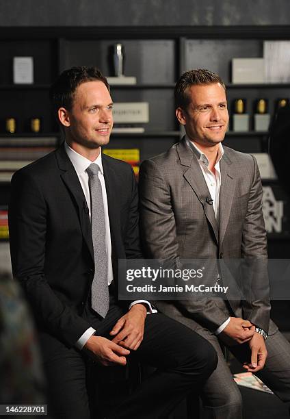 Patrick J. Adams and Gabriel Macht of Suits attend USA Network and Mr Porter.com Present "A Suits Story" on June 12, 2012 in New York, United States.