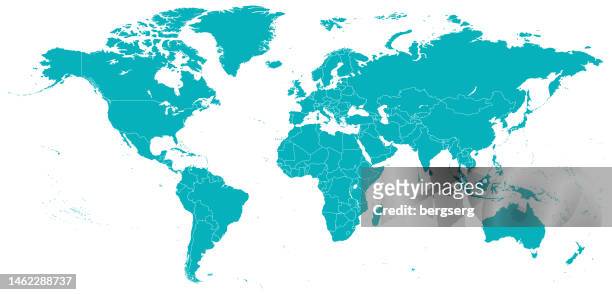 high detailed world map with separated countries and white outline - mexico portugal stock illustrations
