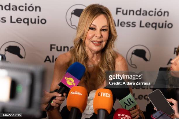Ana Obregón speaks during the presentation of the "Aless Lequio" Foundation at Santo Mauro Hotel on February 03, 2023 in Madrid, Spain.