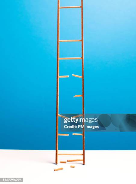 broken ladder - hazard goal stock pictures, royalty-free photos & images