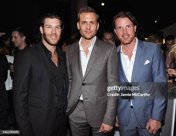 Brad Richards, Gabriel Macht and Brandon Prust attend USA Network and Mr Porter.com Present "A Suits Story" on June 12, 2012 in New York, United...