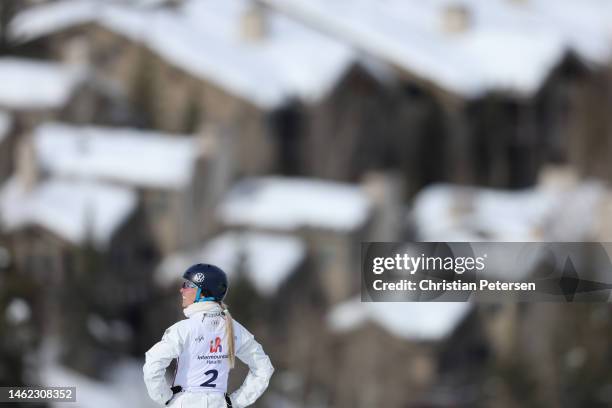 Danielle Scott of Team Australia looks on prior to competing during Women's Aerials Qualifications on day two of the Intermountain Healthcare...