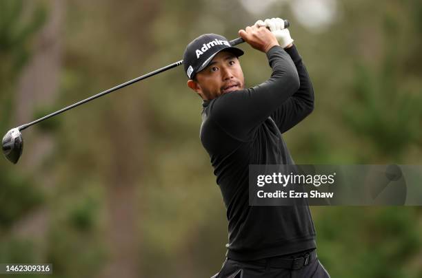 Satoshi Kodaira of Japan plays his shot from the seventh tee during the second round of the AT&T Pebble Beach Pro-Am at Spyglass Hill Golf Course...