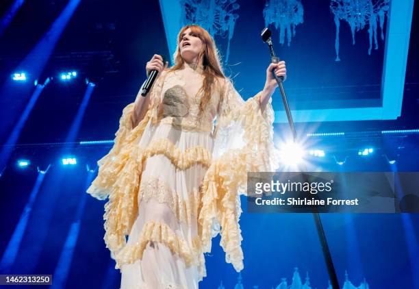 Florence + The Machine perform at AO Arena on February 03, 2023 in Manchester, England.