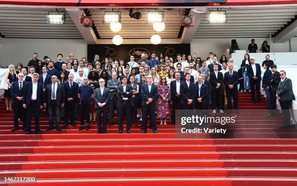 Members of the Cannes Film Festival jury and organisers led by the Director of the Cannes Film Festival Thierry Fremaux and the Mayor of Cannes David...