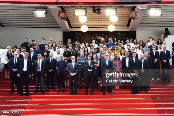 Members of the Cannes Film Festival jury and organisers led by the Director of the Cannes Film Festival Thierry Fremaux and the Mayor of Cannes David...