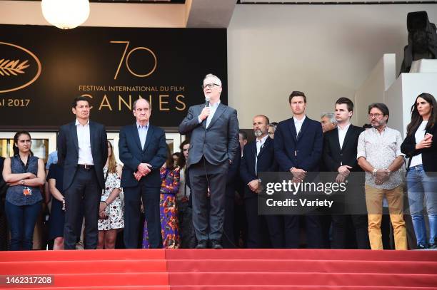 Members of the Cannes Film Festival jury and organisers led by the Director of the Cannes Film Festival Thierry Fremaux and the Mayor of Cannes David...