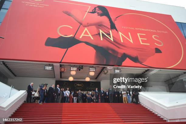 Members of the Cannes Film Festival jury and organisers led by the Director of the Cannes Film Festival Thierry Fremaux and the Mayor of Cannes David...