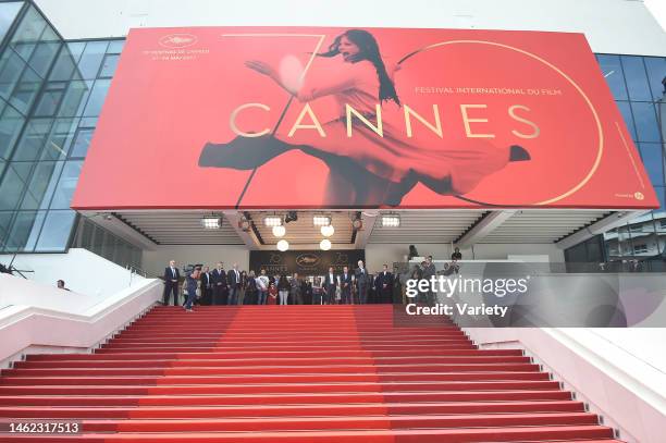 Members of the Cannes Film Festival jury and organisers led by the Director of the Cannes Film Festival Thierry Fremaux and the Mayor of Cannes David...