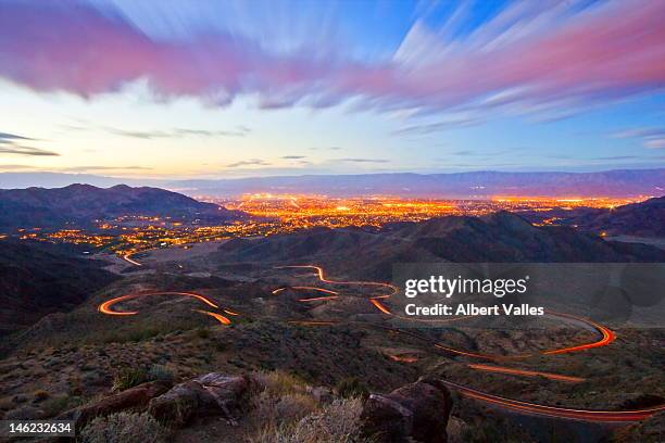 desert snake traffic light trails - riverside county california stock pictures, royalty-free photos & images