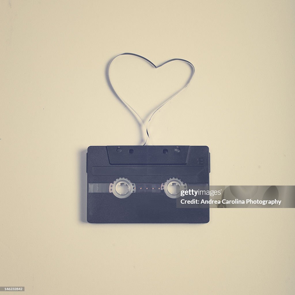 Cassette tape in heart