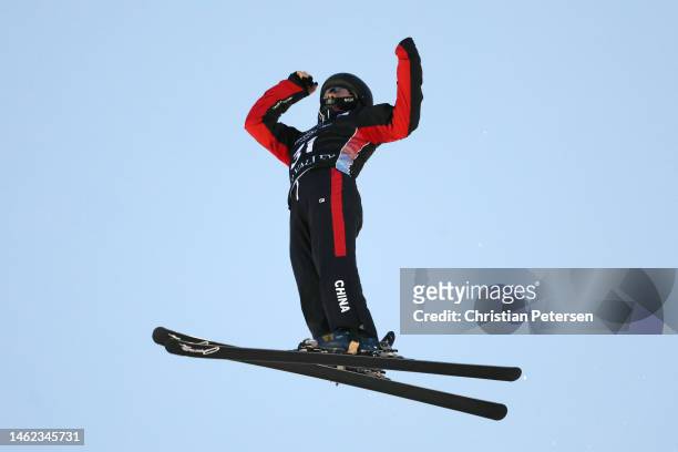 Guochen Wang of Team China competes during Men's Aerials Qualifications on day two of the Intermountain Healthcare Freestyle International Ski World...