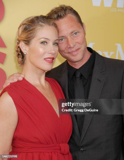 Actress Christina Applegate and musician Martyn LeNoble arrive at the 2012 Women In Film Crystal + Lucy Awards at The Beverly Hilton Hotel on June...