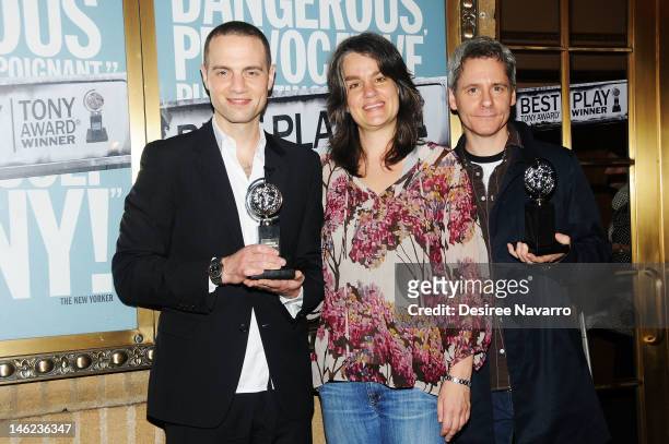 Producer Jordan Roth, director Pam MacKinnon and actor/playwright Bruce Norris attend Broadway's "Clybourne Park" 2012 Tony Award celebration at...