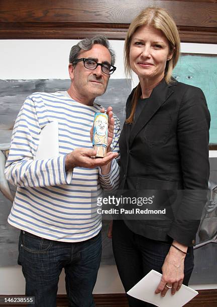 Tosh Berman and Fawn Hall attend "Time Alters All: A Retrospective Of An Emerging Artist" Exhibition By Michael Lindsay-Hogg on June 12, 2012 in West...