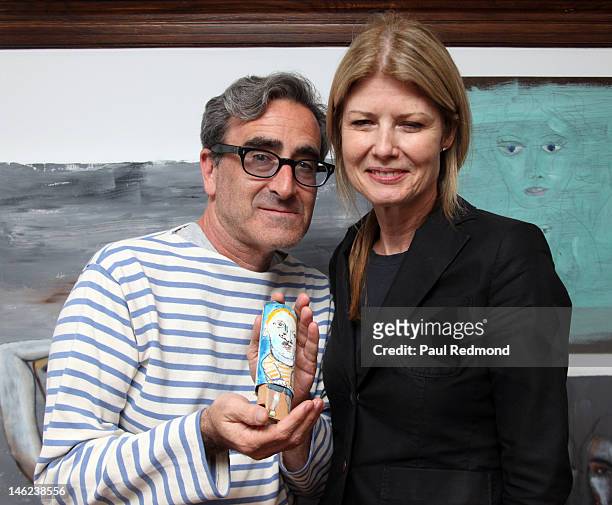 Tosh Berman and Fawn Hall attend "Time Alters All: A Retrospective Of An Emerging Artist" Exhibition By Michael Lindsay-Hogg on June 12, 2012 in West...