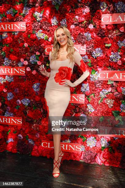 Jena Sims celebrates Clarins Galentine's Day Event with the Nader Sisters at Catch LA on February 02, 2023 in West Hollywood, California.