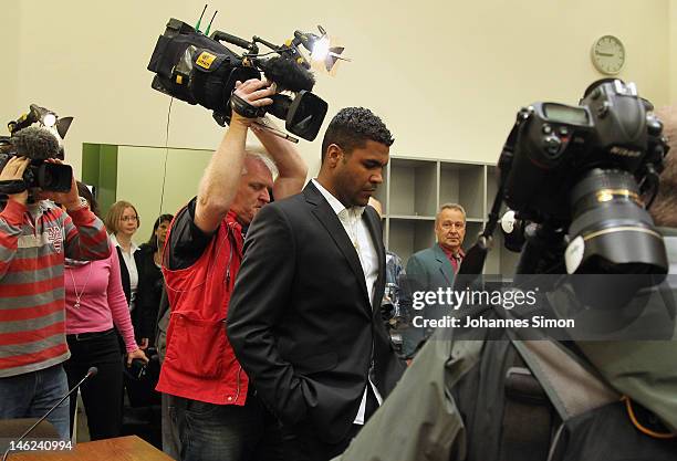 Brazilian Breno Vinícius Rodrigues Borges , so called Breno, former player of German football club FC Bayern Muenchen arrives for his trial at Munich...