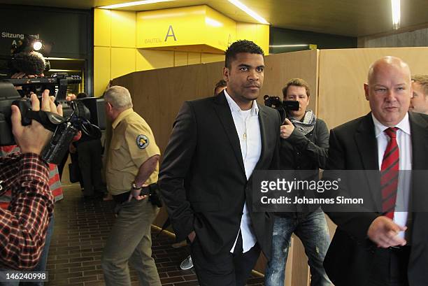 Brazilian Breno Vinícius Rodrigues Borges , so called Breno, former player of German football club FC Bayern Muenchen arrives for his trial at Munich...