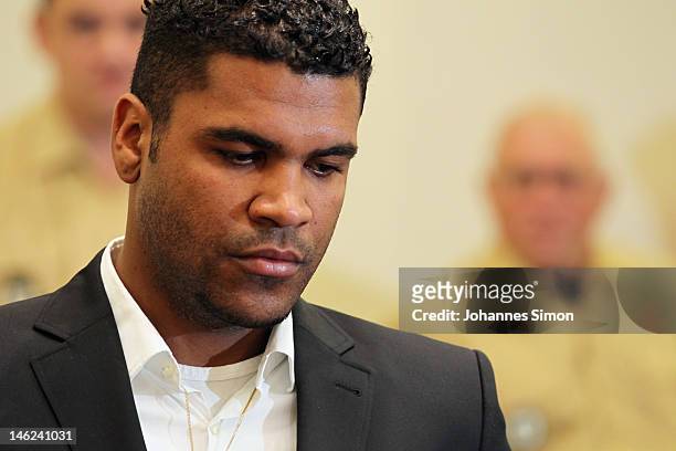 Brazilian Breno Vinícius Rodrigues Borges, so called Breno, former player of German football club FC Bayern Muenchen looks on ahead of his trial at...