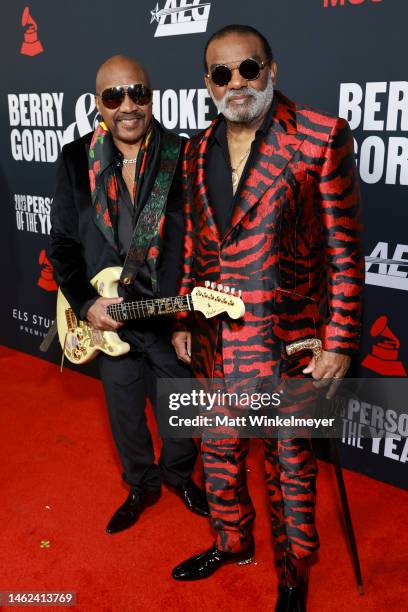 Ernie Isley and Ronald Isley of The Isley Brothers attend MusiCares Persons of the Year Honoring Berry Gordy and Smokey Robinson at Los Angeles...