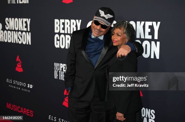 Rockwell and Hazel Gordy attend the 2023 MusiCares Persons Of The Year honoring Berry Gordy and Smokey Robinson at Los Angeles Convention Center on...