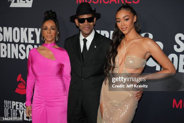 Lisa Padilla, Jimmy Jam, and Bella Harris attends the 2023 MusiCares Persons Of The Year honoring Berry Gordy and Smokey Robinson at Los Angeles...