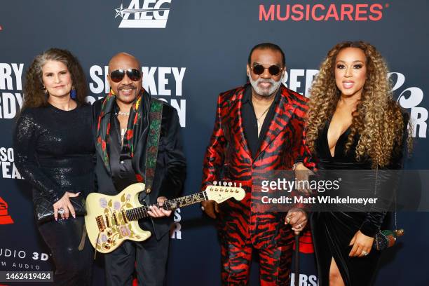 Ernie Isley and Ronald Isley of The Isley Brothers, Kandy Johnson Isley, and guest attend MusiCares Persons of the Year Honoring Berry Gordy and...
