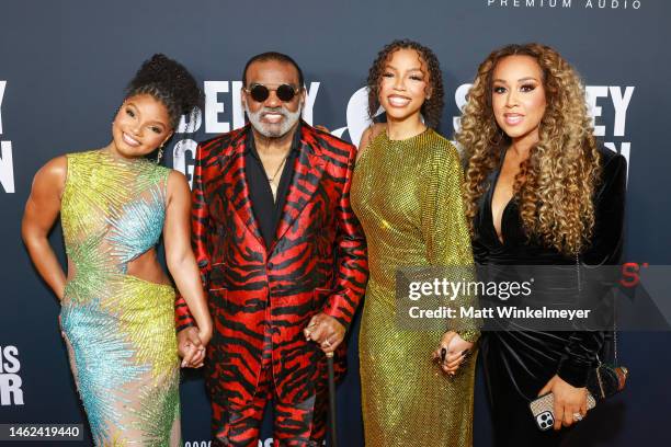 Halle Bailey, Ronald Isley of The Isley Brothers, Chlöe, and Kandy Johnson Isley attend MusiCares Persons of the Year Honoring Berry Gordy and Smokey...