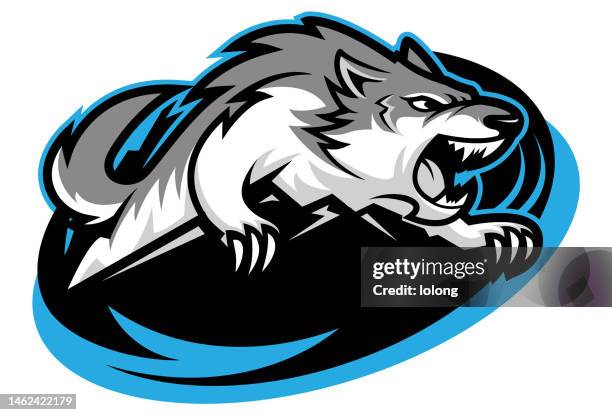 stockillustraties, clipart, cartoons en iconen met wolf logo - sport logo