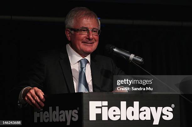 Tim Groser speaks at the New Zealand Agribusiness Centre Awards during the National Fieldays at Mystery Creek on June 13, 2012 in Hamilton, New...