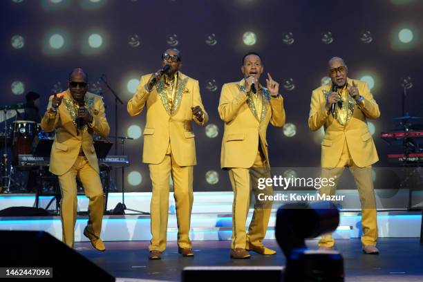 Lawrence Payton, Alex Morris, Ronnie McNeir, and Abdul 'Duke' Fakir of Four Tops perform onstage during MusiCares Persons of the Year Honoring Berry...