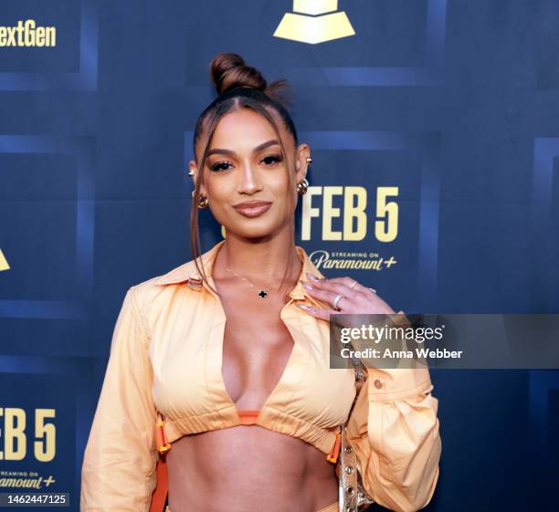 DaniLeigh arrives to the on February 03, 2023 in Los Angeles, California.