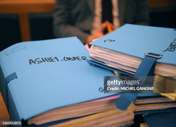 Partial view of the files taken on February 4, 2009 at Aix-en-Provence's courthouse, southern France, prior the opening of the trial in appeal of...